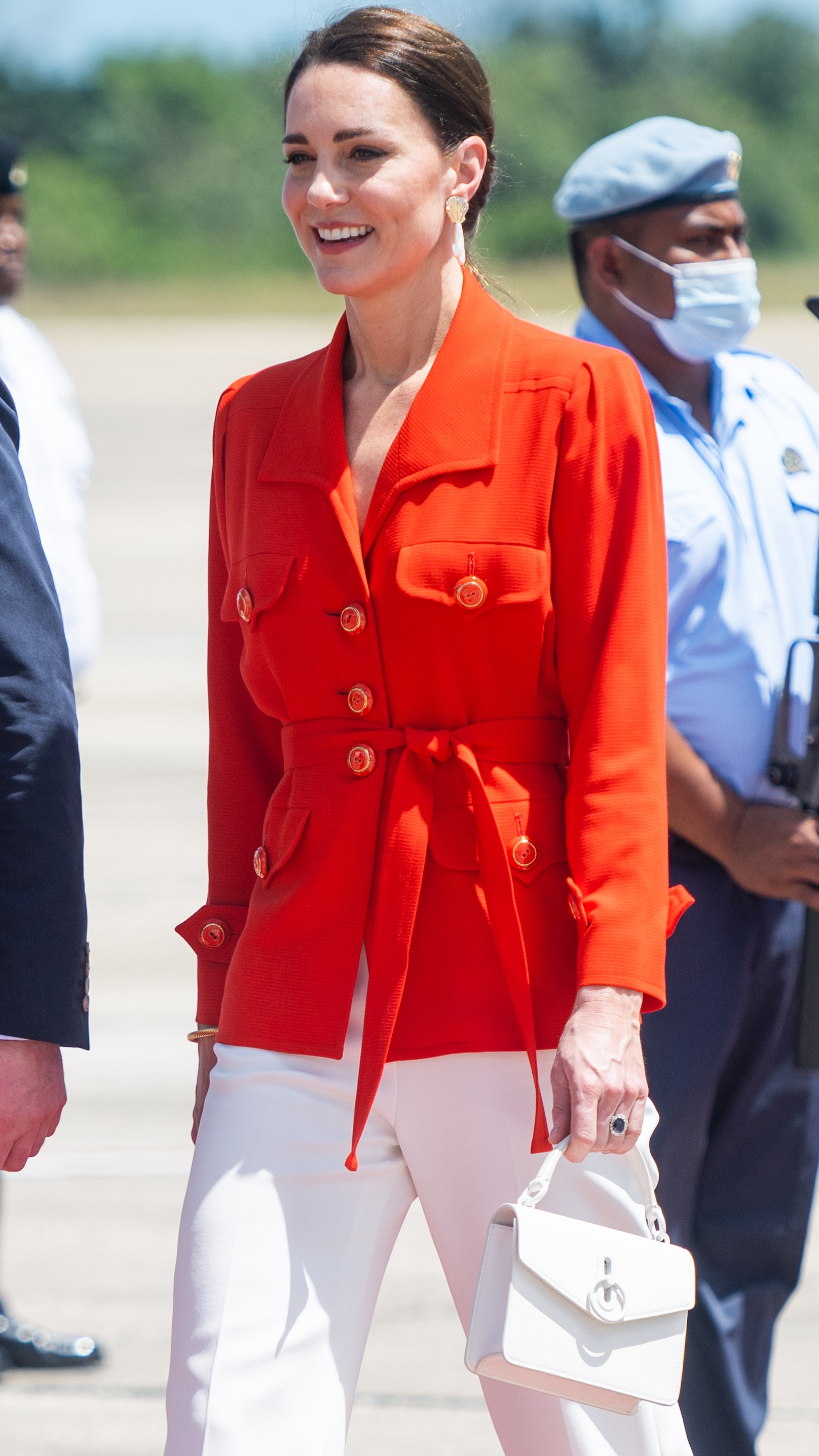 Catherine, Princess of Wales departs Belize from Philip S. W Goldson International Airport as part of their tour of the Caribbean on March 22, 2022