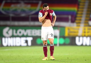Burnley’s Phil Bardsley appears dejected after the final whistle during the Premier League match at Turf Moor, Burnley