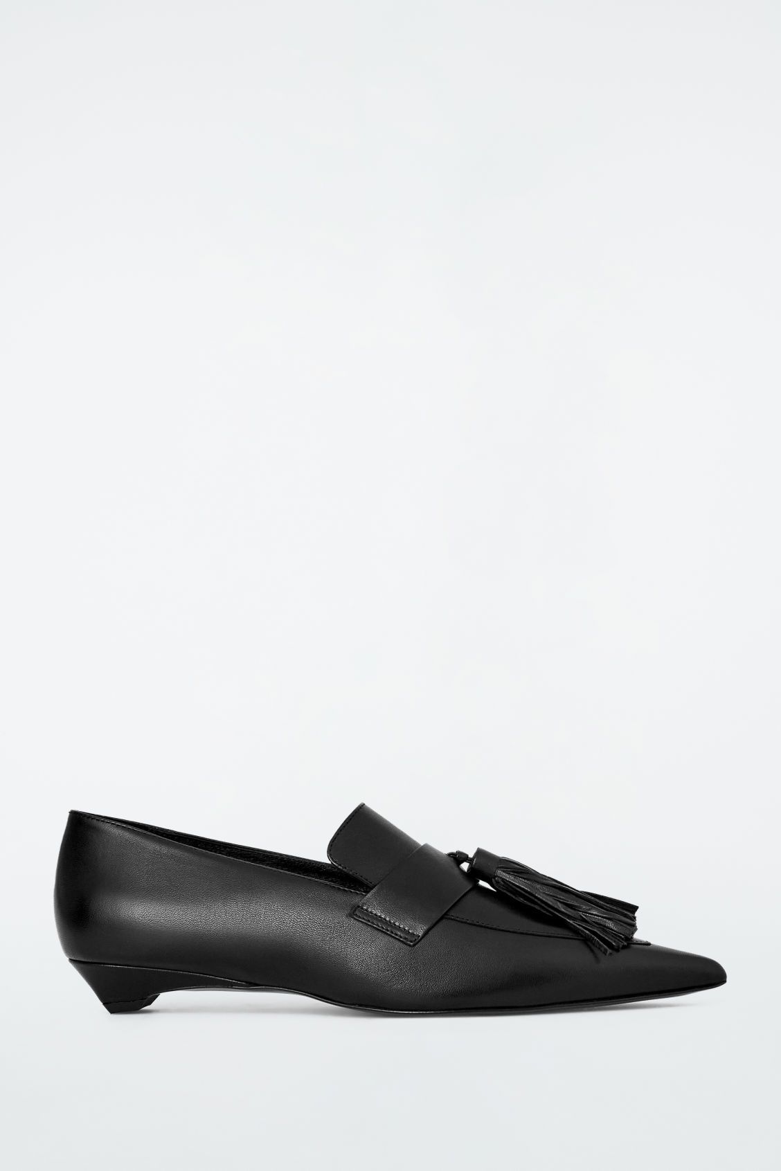 Tasseled Leather Kitten-Heel Loafers