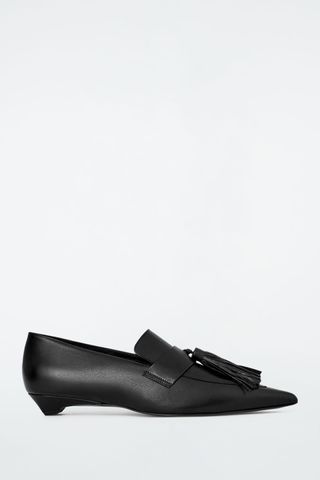 Tasseled Leather Kitten-Heel Loafers