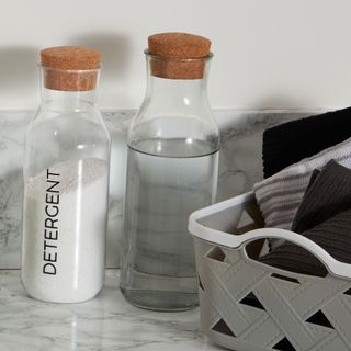 laundry detergent in glass storage jars
