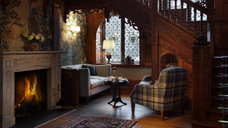 Fire place and sitting area in Langdale Chase's Great Hall