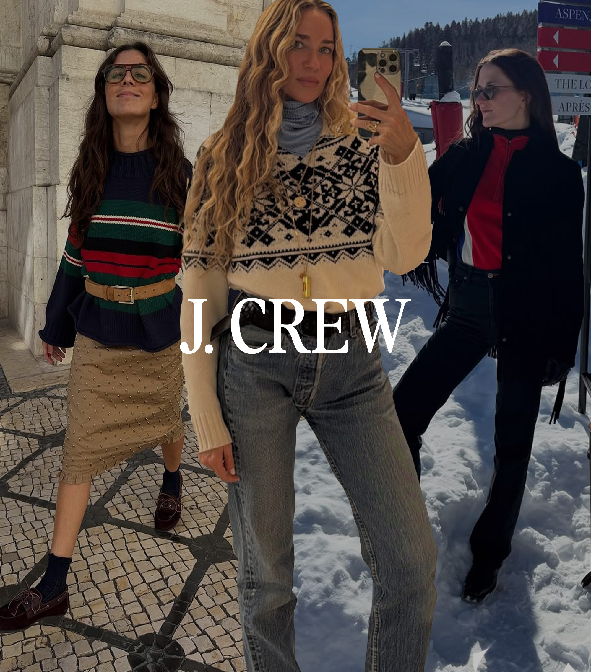 Collage of J.Crew Winter Collection and Outfits