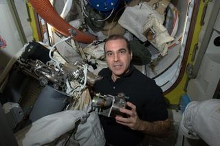 Mastracchio with Pump on International Space Station