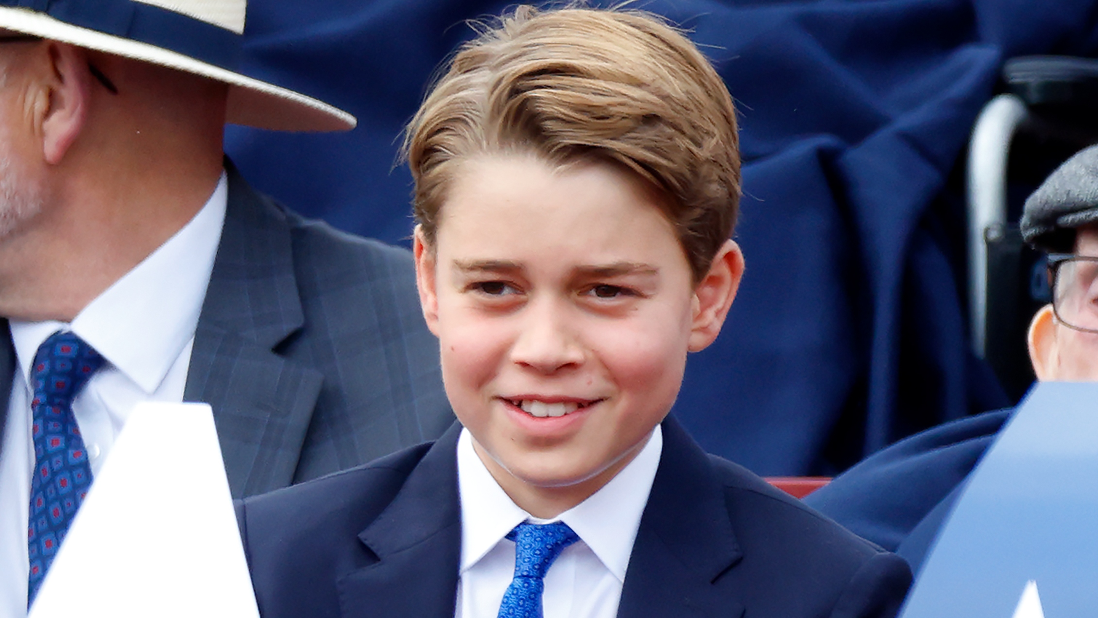 Prince George of Wales attends a military procession, down The Mall, to mark the 80th anniversary of VE Day on May 5, 2025