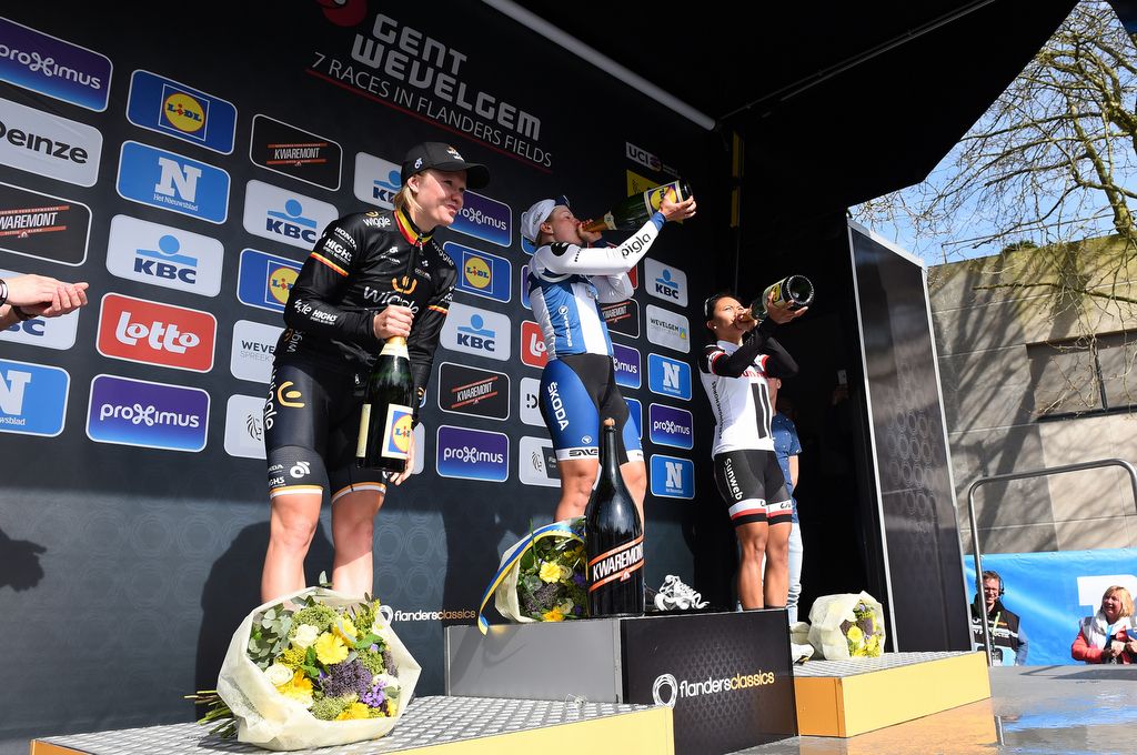 Celebration time for the top three on the podium