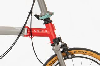 Image shows frame detail of the Brompton CHPT3 v4 folding bike