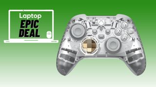 Xbox ghost cipher controller against green gradient background