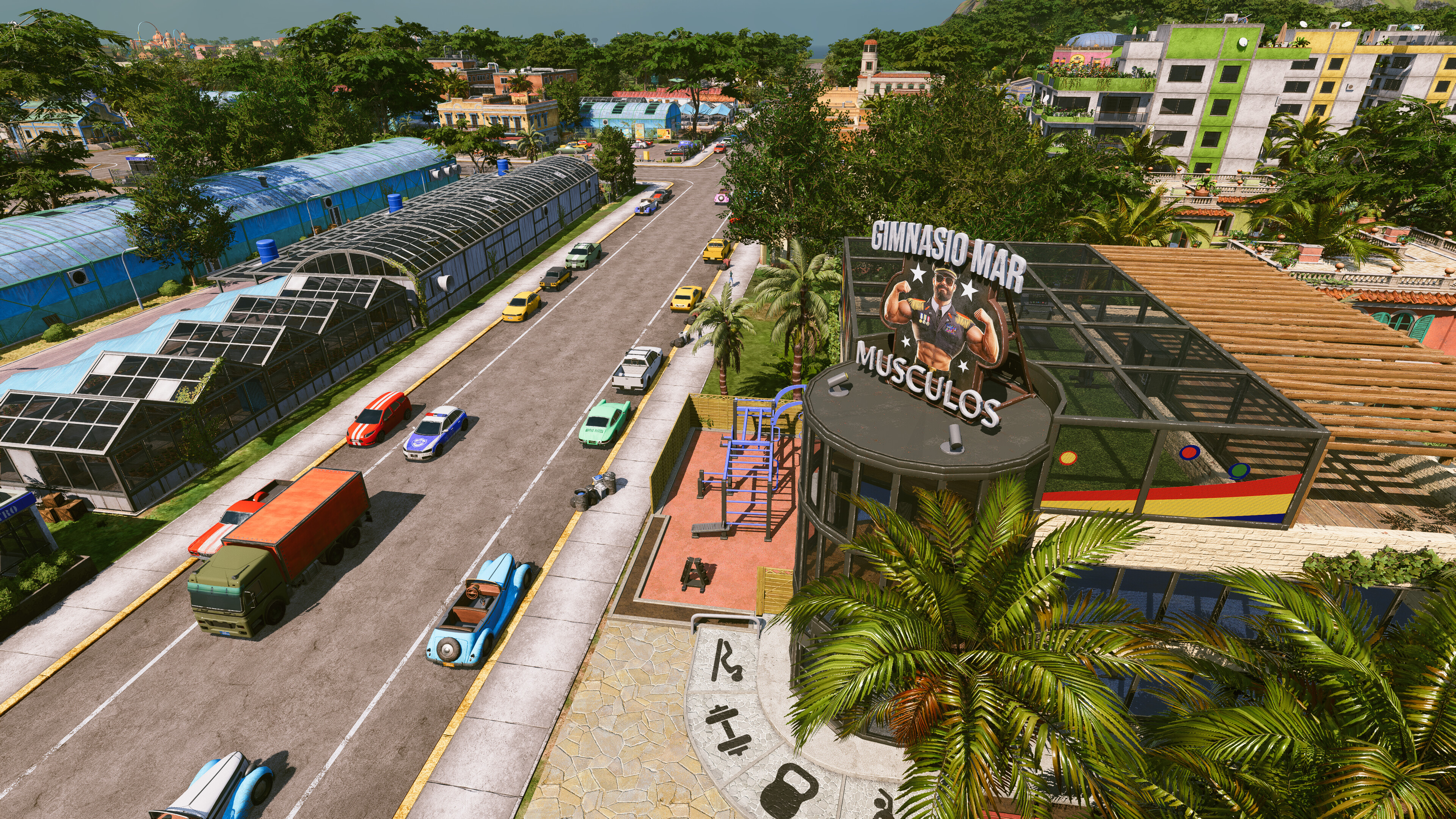 A city street in Tropico 7.