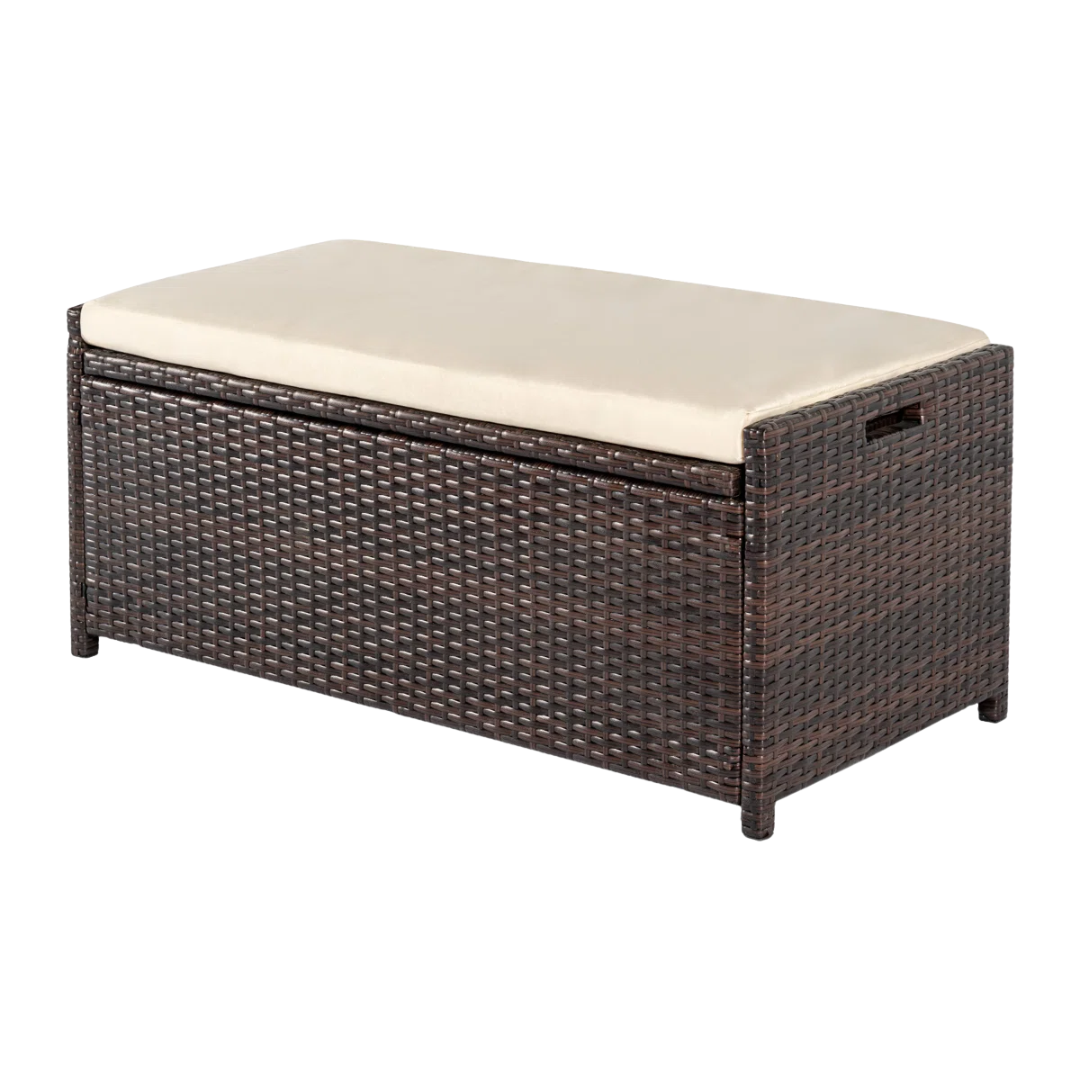 Hokku Designs Tabatha Pe Wicker Outdoor Patio Storage Bench With Cushion &amp;amp; Reviews | Wayfair