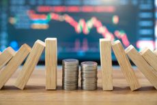 Domino effect concept for stock market investments, risk and safety