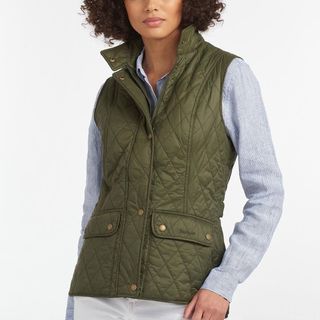 quilted barbour gilet in khaki