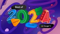 A graphic for Google's best of 2024 list for Google TV.