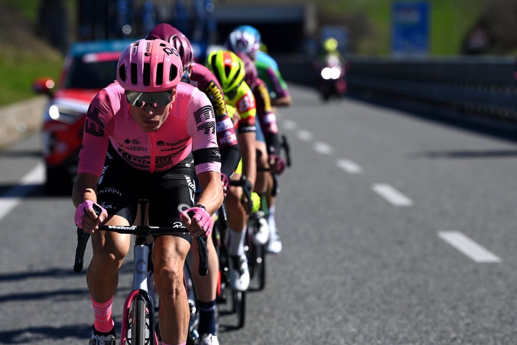 ORBASSANO ITALY MARCH 15 Stefan De Bod of South Africa and Team EF EducationEasyPost leads the breakaway during the 104th MilanoTorino 2023 a 192km one day race from Rho to Orbassano MilanoTorino on March 15 2023 in Orbassano Italy Photo by Tim de WaeleGetty Images