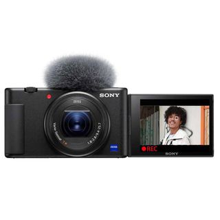 Sony ZV-1 camera on white backdrop