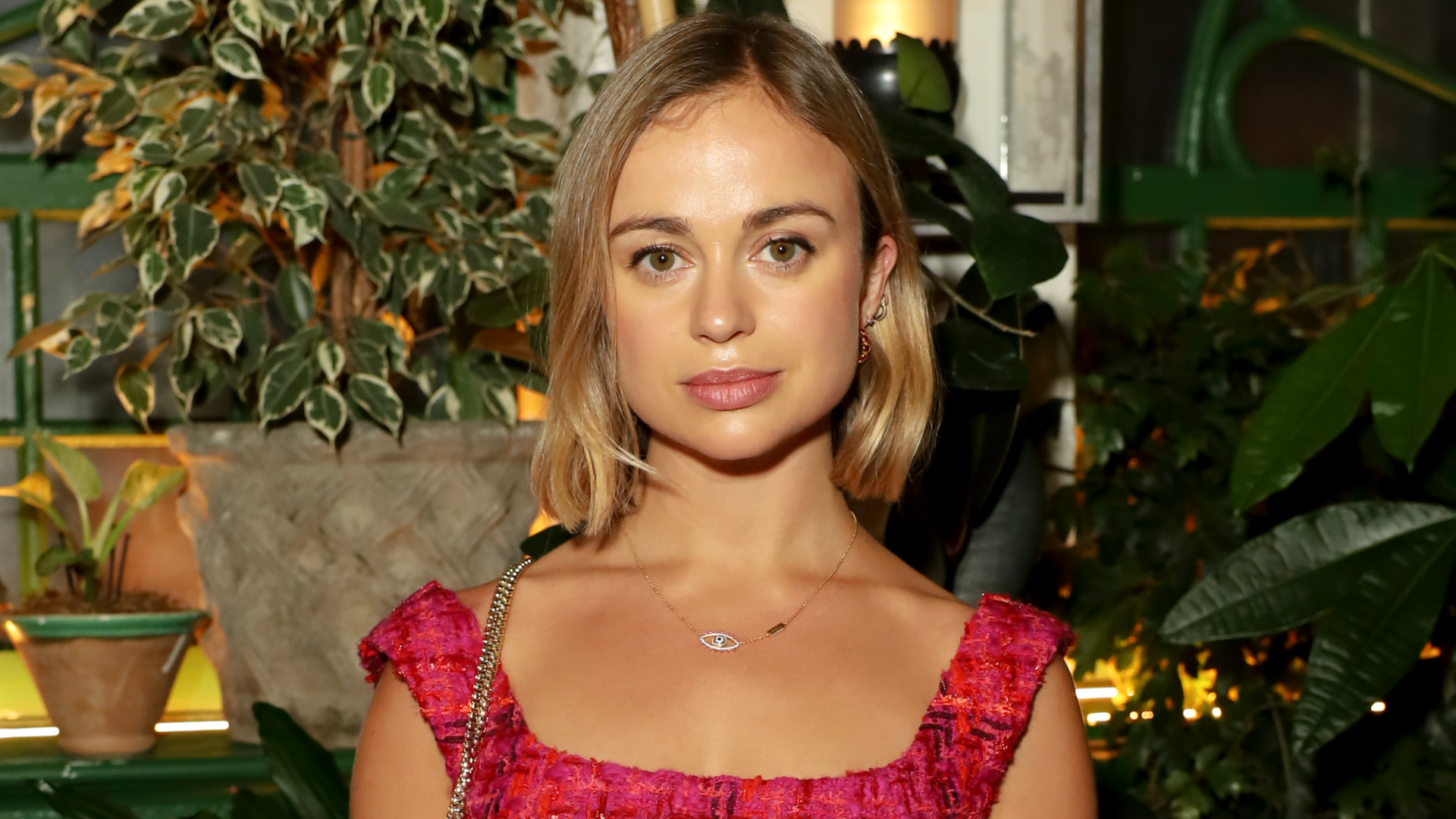Lady Amelia Windsor wearing a pink tweed dress