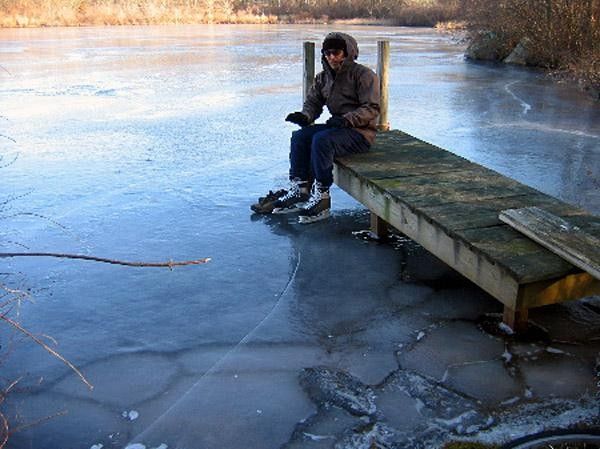 Sitting on the dock of the...watchin' the... oh nevermind, everything's frozen.