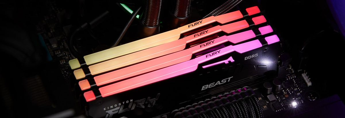 Kingston Fury Beast DDR5 slotted into a motherboard