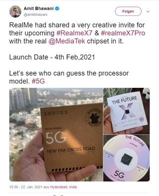 Amit Bhawani's tweet mentioning Realme X7 launch date