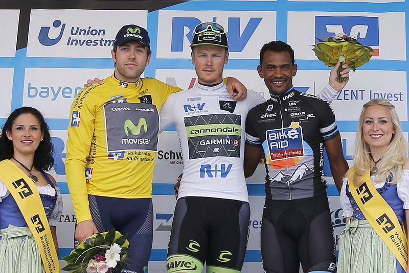 The jersey wearers on the podium