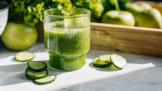 Kale and celery juice in a glass