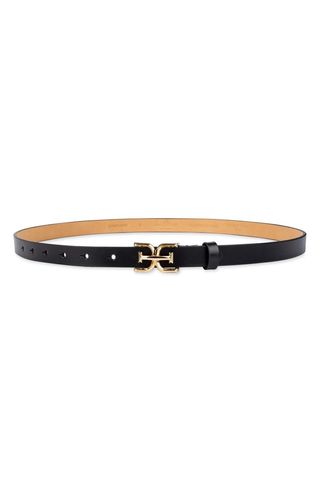 Double E Logo Slim Leather Belt