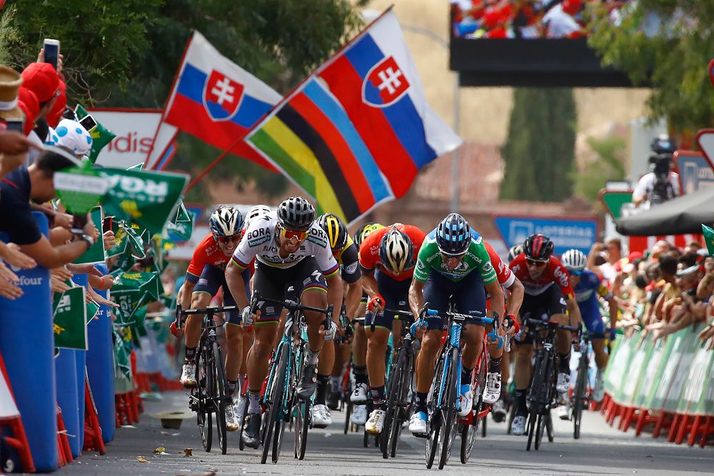 Peter Sagan battled Alejandro Valverde to the line during stage 8 at the Vuelta