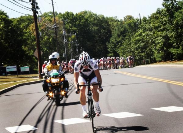 Joe Whitman (AXA/Equitable) took a chance at the start of the first lap.