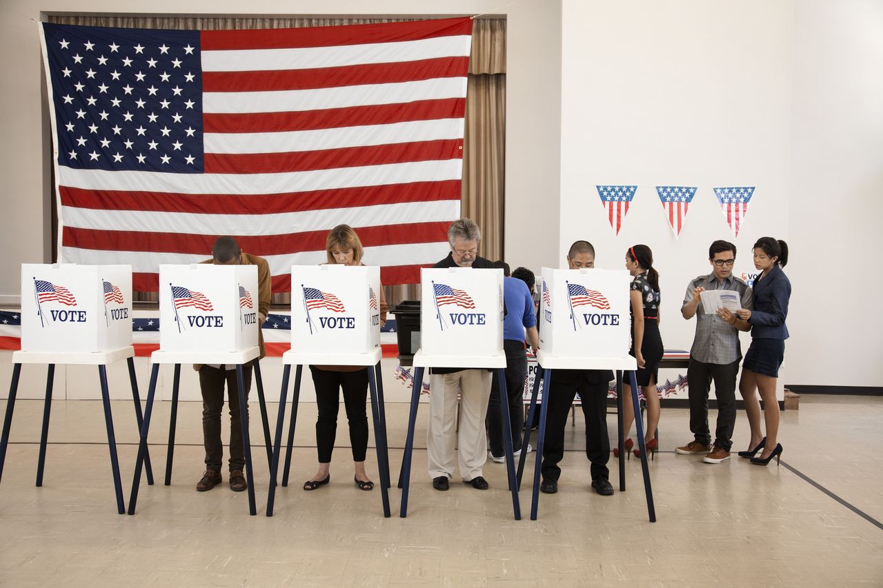 People at polling location