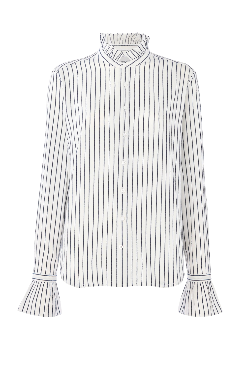 Kew Blouse: Cotton Voile, White With Navy Stripes