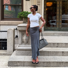 An influencer wearing an outfit. 