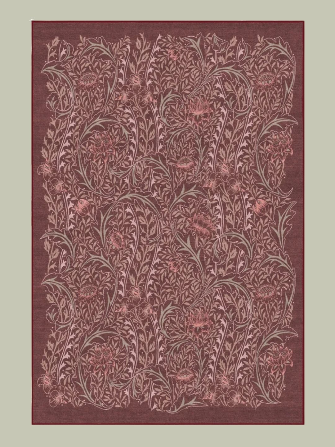 Ruggable x Morris &amp;amp; Co., Wild Tulip &amp;amp; Vine Burgundy Rug