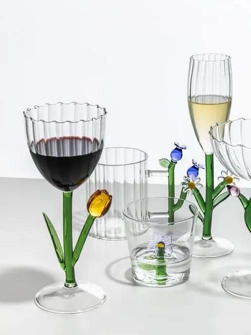 Handmade Borosilicate Wine Glass Botanica
