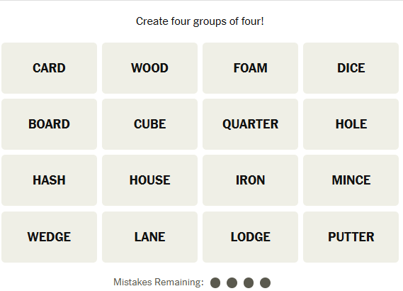 The New York Times Connections puzzle on February 3, 2026