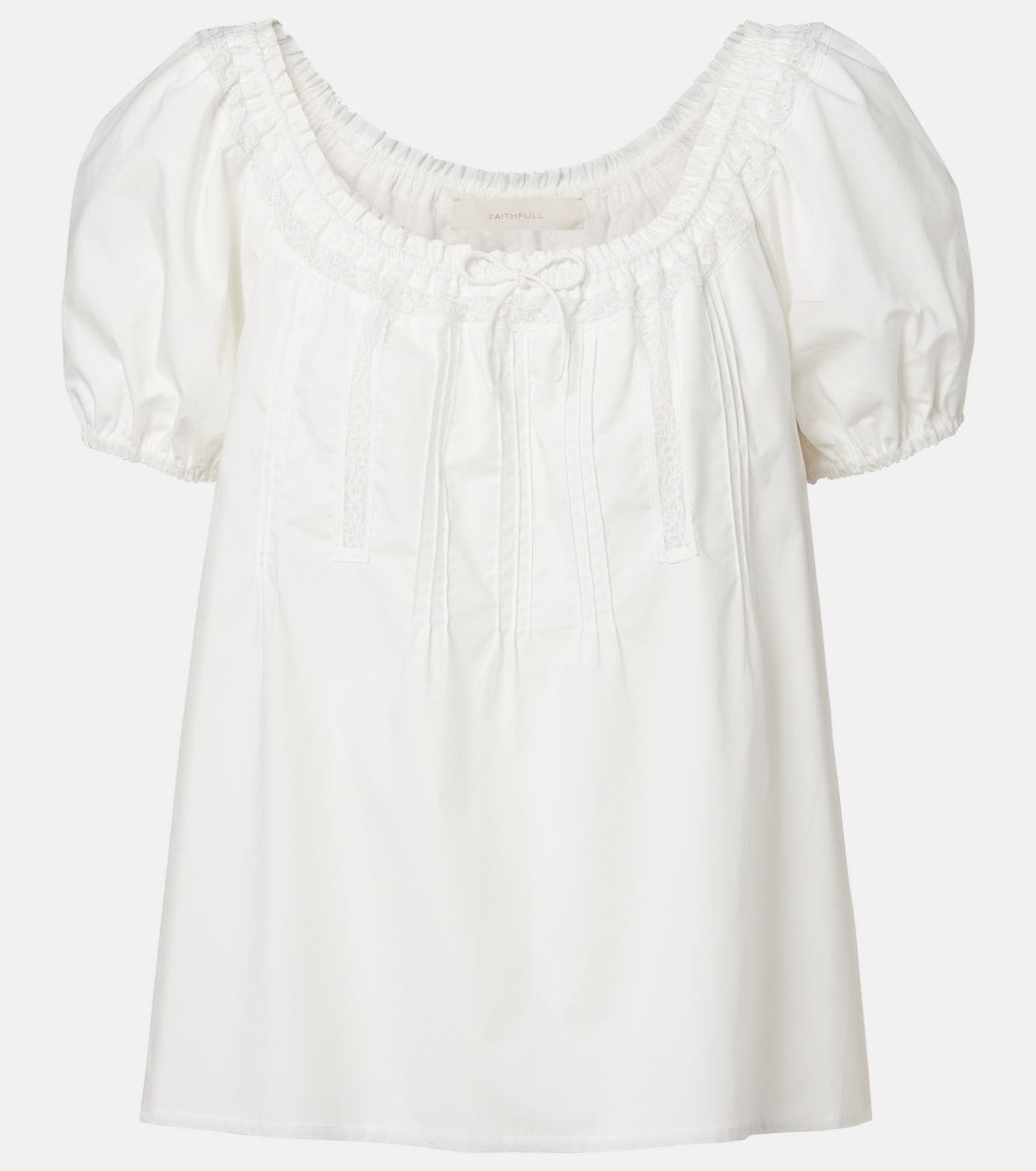 Galle Lace-Trimmed Cotton Top in White - Faithfull