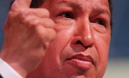 Venezuelan President Hugo Chavez speaks at the Climate Change Conference in 2009 in Copenhagen: Chavez narrowly won re-election on Sunday, beating his opponent just 55 percent to 45 percent.