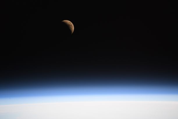 Earth&#039;s moon as observed from the International Space Station.