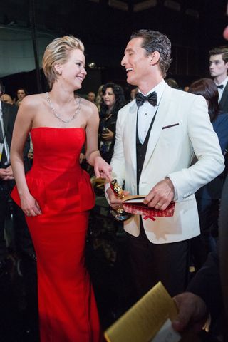 Jennifer Lawrence And Matthew McConaughey Backstage At The Oscars