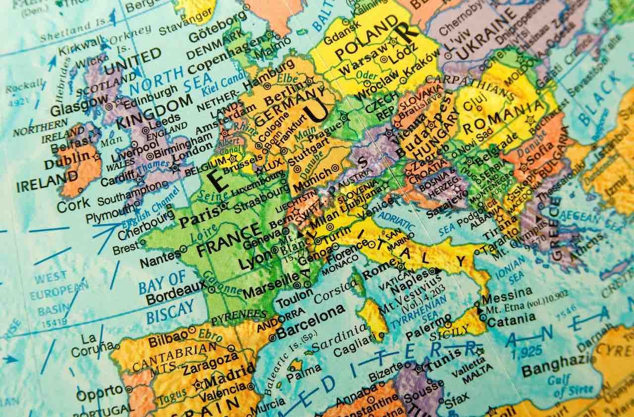 Map view of Europe.