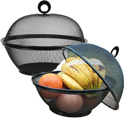 Fruit Metal Mesh 'basket's With Lid - Snacks Food Covers - (2 'baskets' + 2 Lids; 4 Pieces Total)