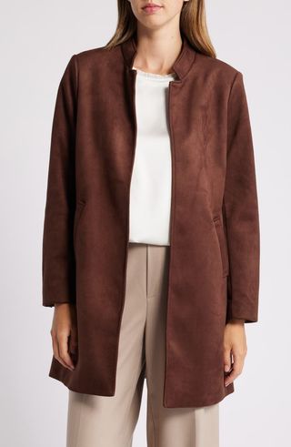 Faux Suede Long Jacket