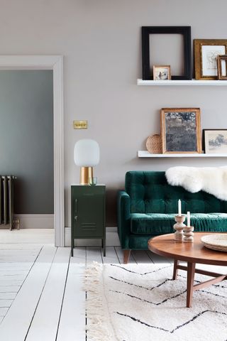 a grey painted living room
