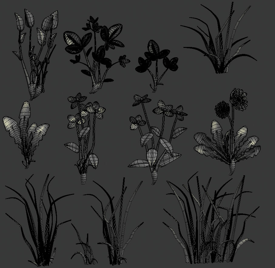 Build a foliage atlas so you can combine different grass types into one model