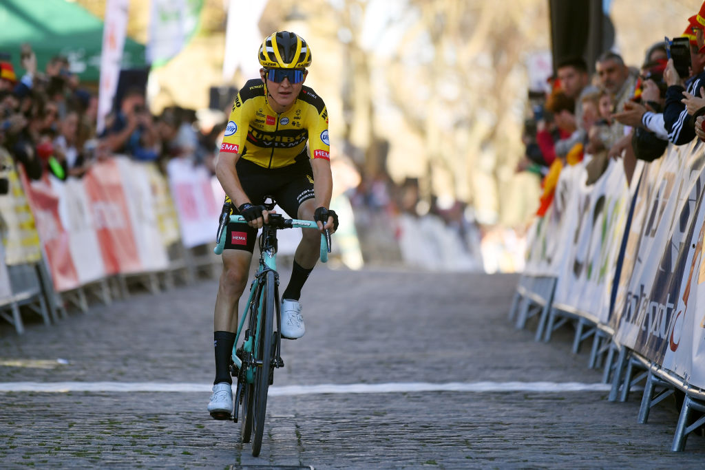 BEDA SPAIN FEBRUARY 21 Arrival Antwan Tolhoek of The Netherlands and Team JumboVisma during the 66th Vuelta a Andaluca Ruta del Sol 2020 Stage 3 a 1769km stage from Jan to beda 727m VCANDALUCIA UCIProSeries on February 21 2020 in beda Spain Photo by David RamosGetty Images