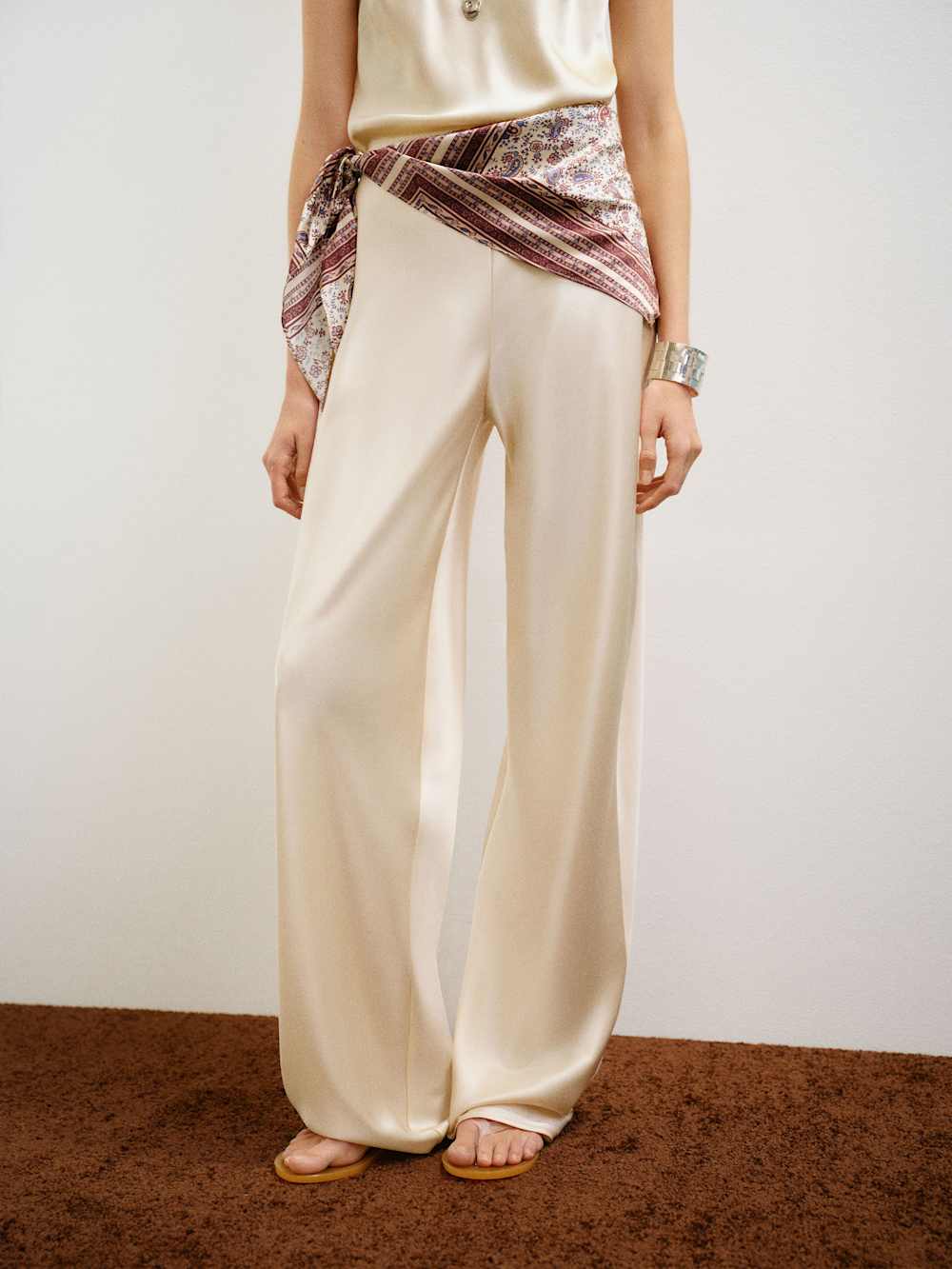 Gale Satin Mid Rise Bias Pant