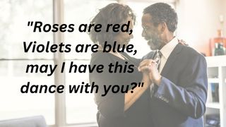 a picture of couple with a Valentine's Day quote
