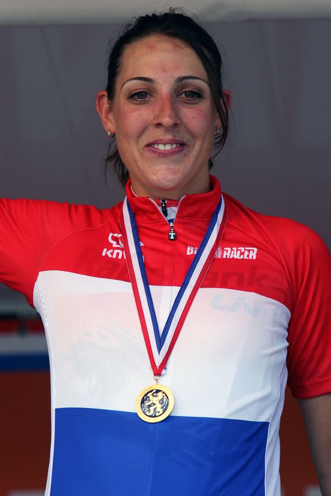 Lucinda Brand in the national champ's jersey.