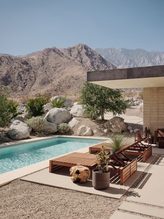 poolside at Desert Palisades house in california