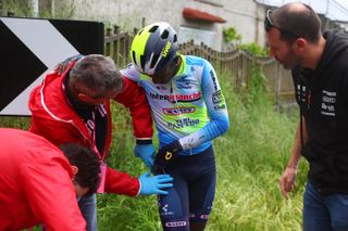 Biniam Girmay abandoned the Giro d'Italia during stage 4 after crashing twice on a wet descent