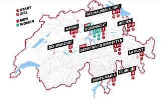 Tour de Suisse 2025 map of host cities